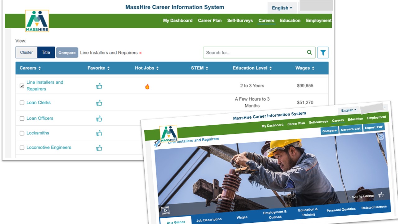 Image of career research screens